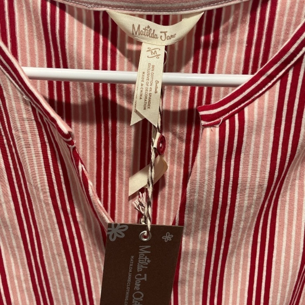 Matilda Jane Red and White Heart to Hear Puff Sleeve A-Line Sundress NWT Size M - Picture 4 of 6